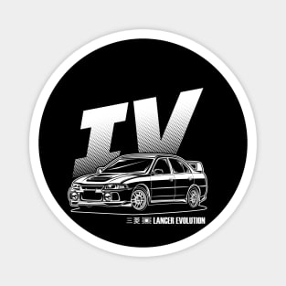 Lancer Evolution IV - White Print Magnet